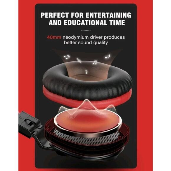 PeohZarr On-Ear Headphones with Microphone, Lightweight Folding Stereo Bass Red - Picture 4 of 10